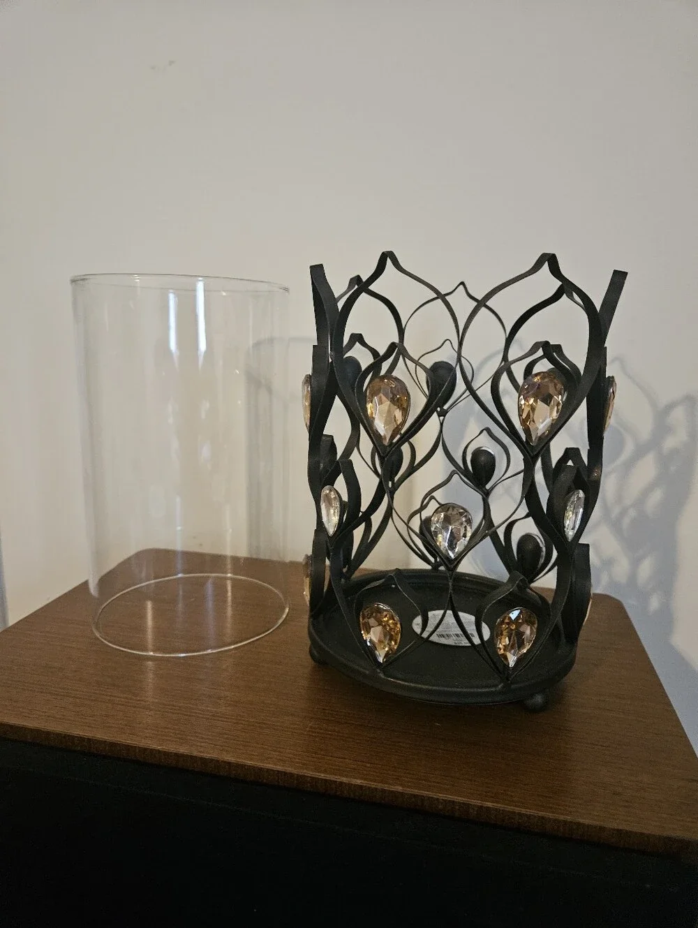 Pier 1 Wrought Iron Candle Holder With Jewel Embellishments